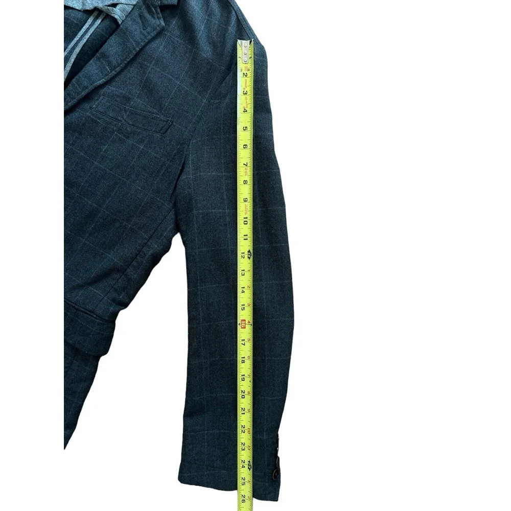 UNTUCKit Mens 44R Blazer Charcoal Gray‎ Windowpane Check 100% Cotton Sport Coat